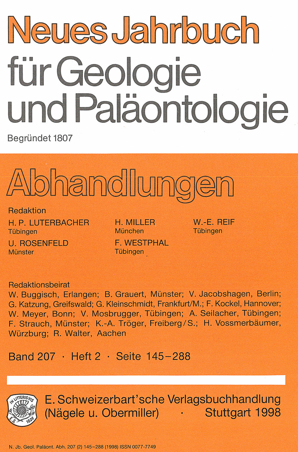 Image de couverture de: Neues Jahrbuch für Geologie und Paläontologie - Abhandlungen Band 207 Heft 2