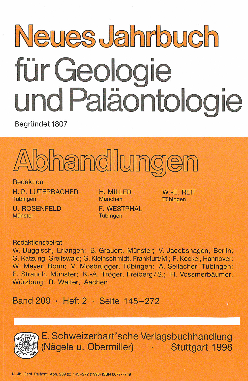 Cover image of: Neues Jahrbuch für Geologie und Paläontologie - Abhandlungen Band 209 Heft 2