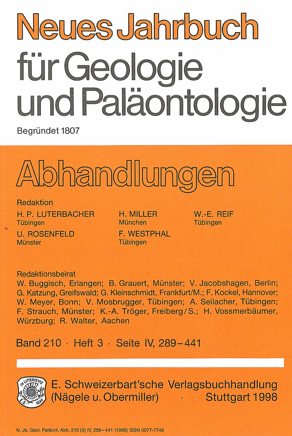 Cover image of: Neues Jahrbuch für Geologie und Paläontologie - Abhandlungen Band 210 Heft 3