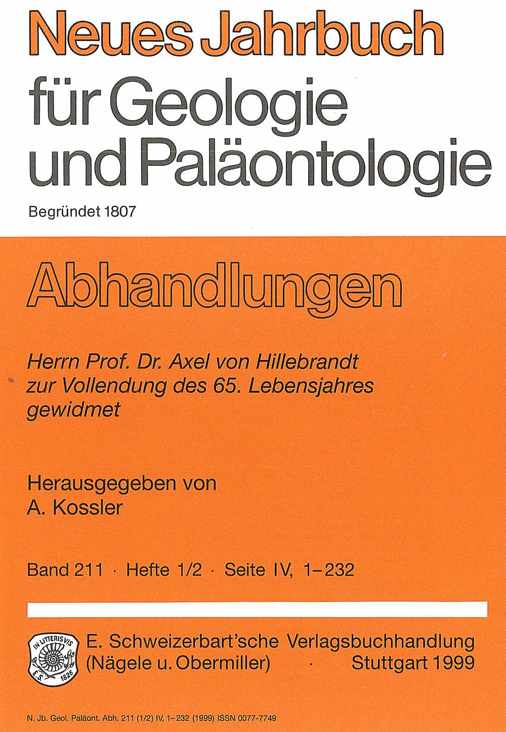 Umschlagbild des Buches: Neues Jahrbuch für Geologie und Paläontologie - Abhandlungen Band 211 Heft 1-2