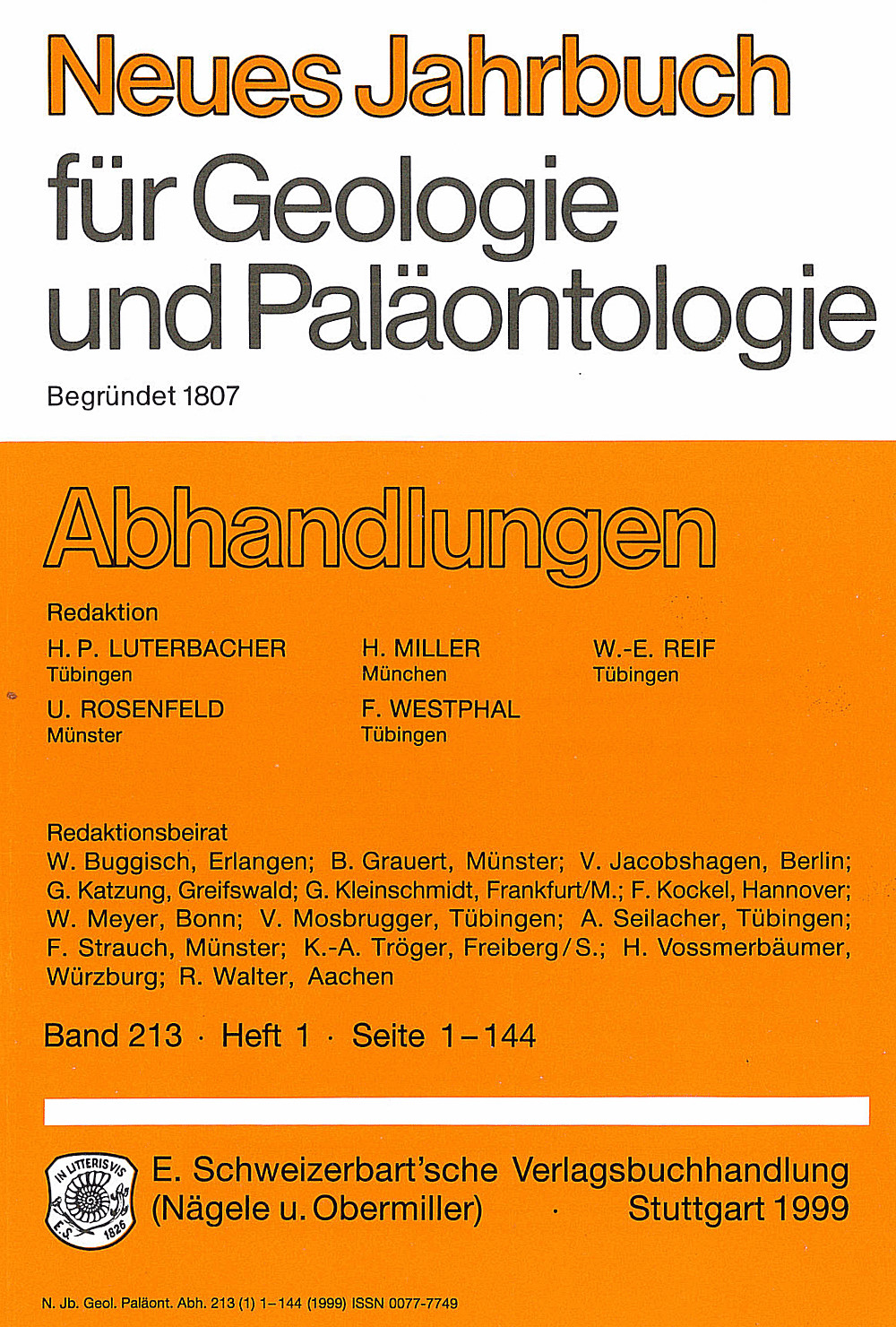 Image de couverture de: Neues Jahrbuch für Geologie und Paläontologie - Abhandlungen Band 213 Heft 1