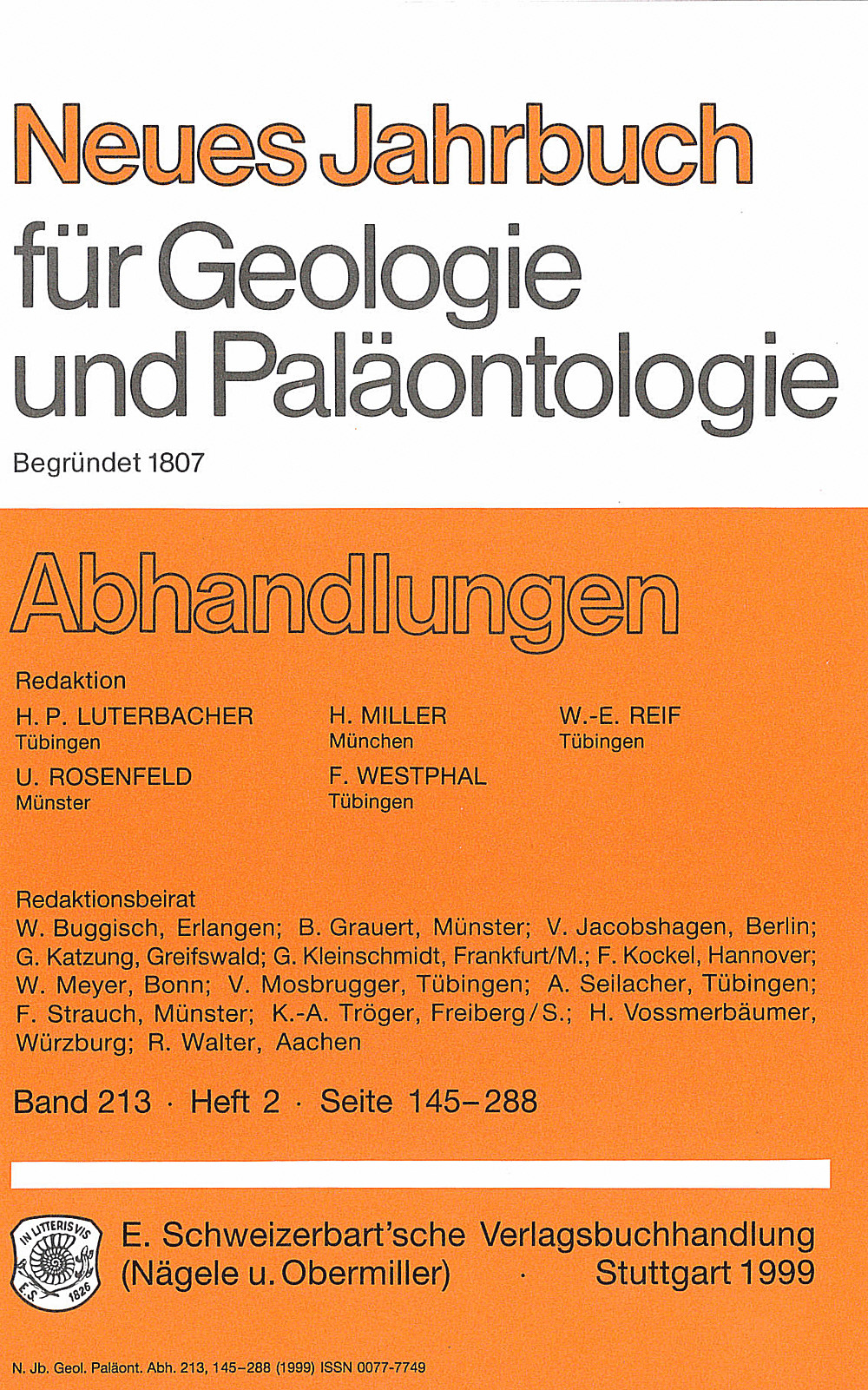 Image de couverture de: Neues Jahrbuch für Geologie und Paläontologie - Abhandlungen Band 213 Heft 2