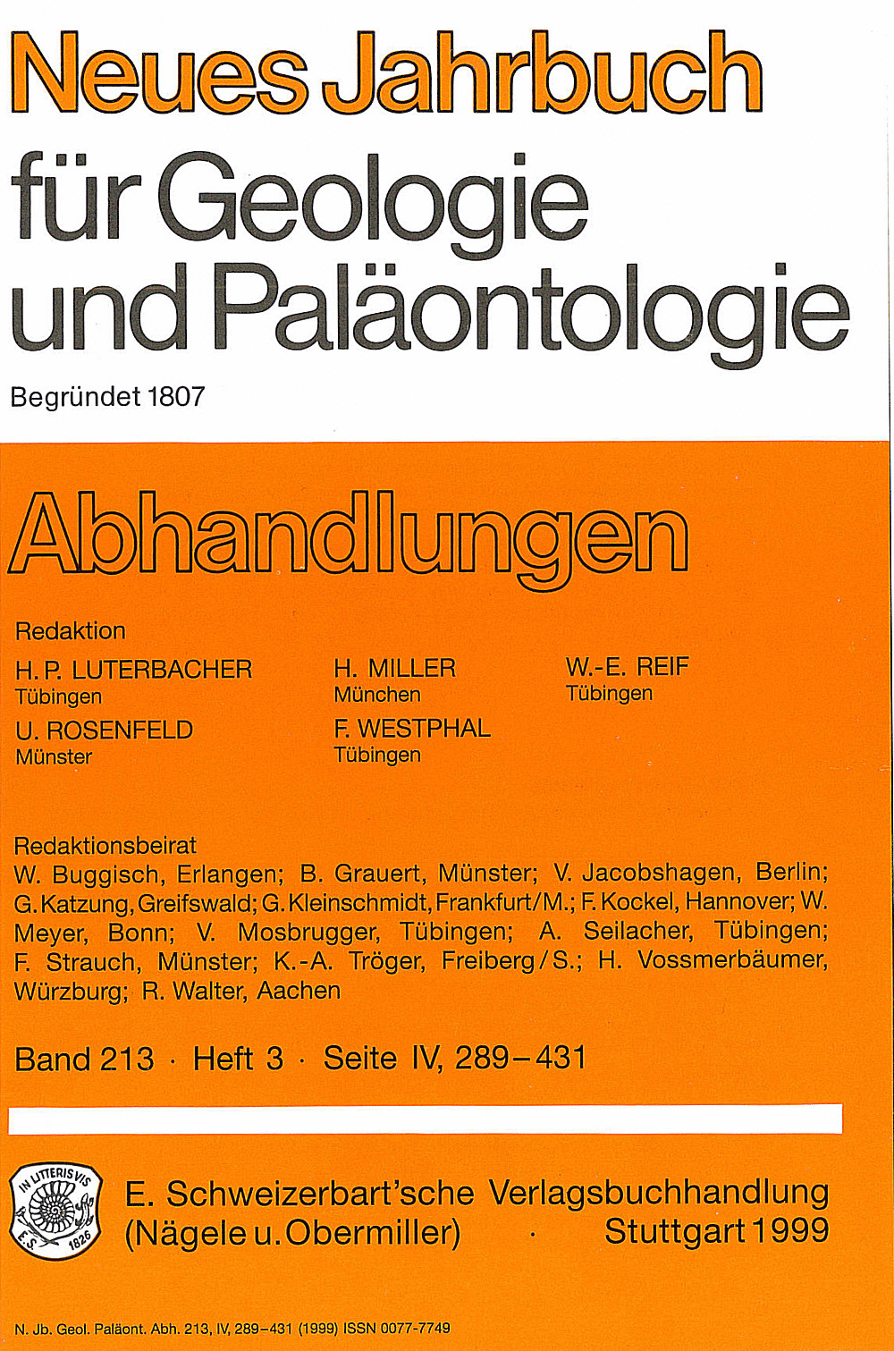 Image de couverture de: Neues Jahrbuch für Geologie und Paläontologie - Abhandlungen Band 213 Heft 3