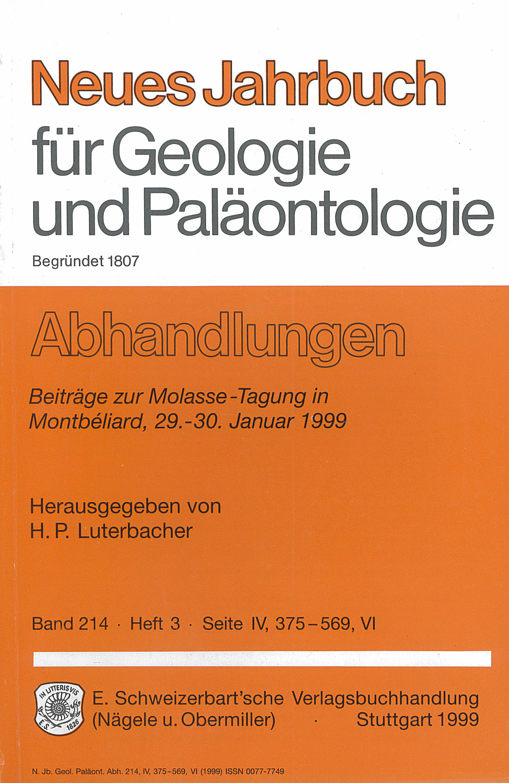 Cover image of: Beiträge zur Molasse-Tagung in Montbéliard, 29.-30.
Januar 1999