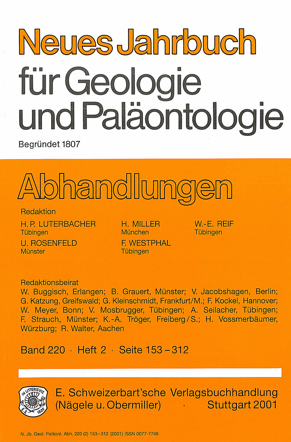 Cover image of: Neues Jahrbuch für Geologie und Paläontologie - Abhandlungen Band 220 Heft 2