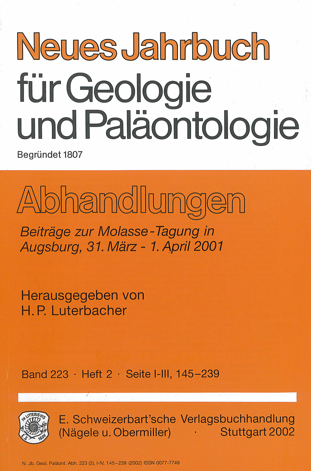 Cover image of: Beiträge zur Molasse-Tagung in Augsburg, 
31. März - 1. April 2001