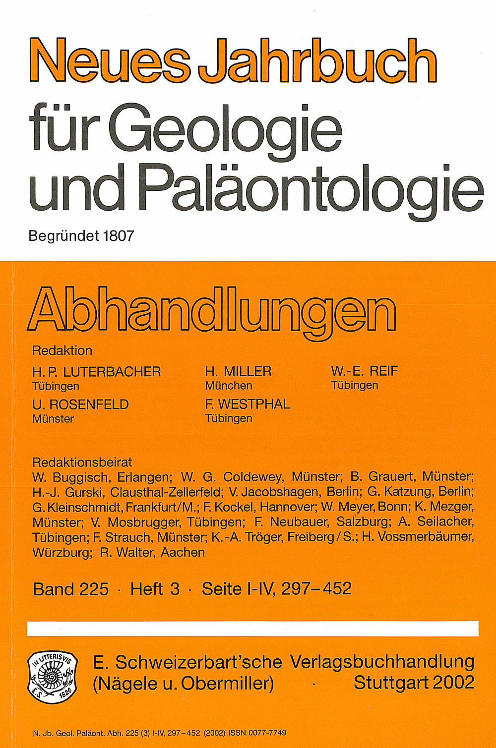 Cover image of: Neues Jahrbuch für Geologie und Paläontologie - Abhandlungen Band 225 Heft 3
