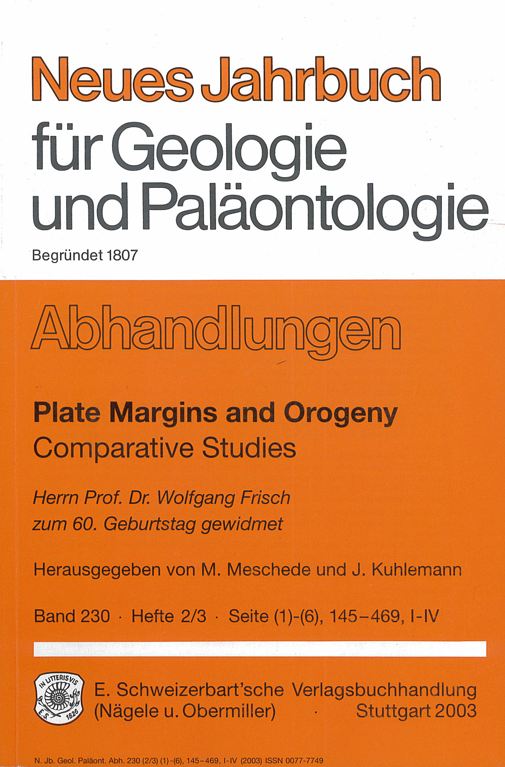 Umschlagbild des Buches: Plate Margins and Orogeny. Comparative Studies