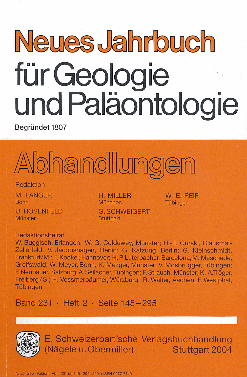 Image de couverture de: Neues Jahrbuch für Geologie und Paläontologie - Abhandlungen Band 231 Heft 2