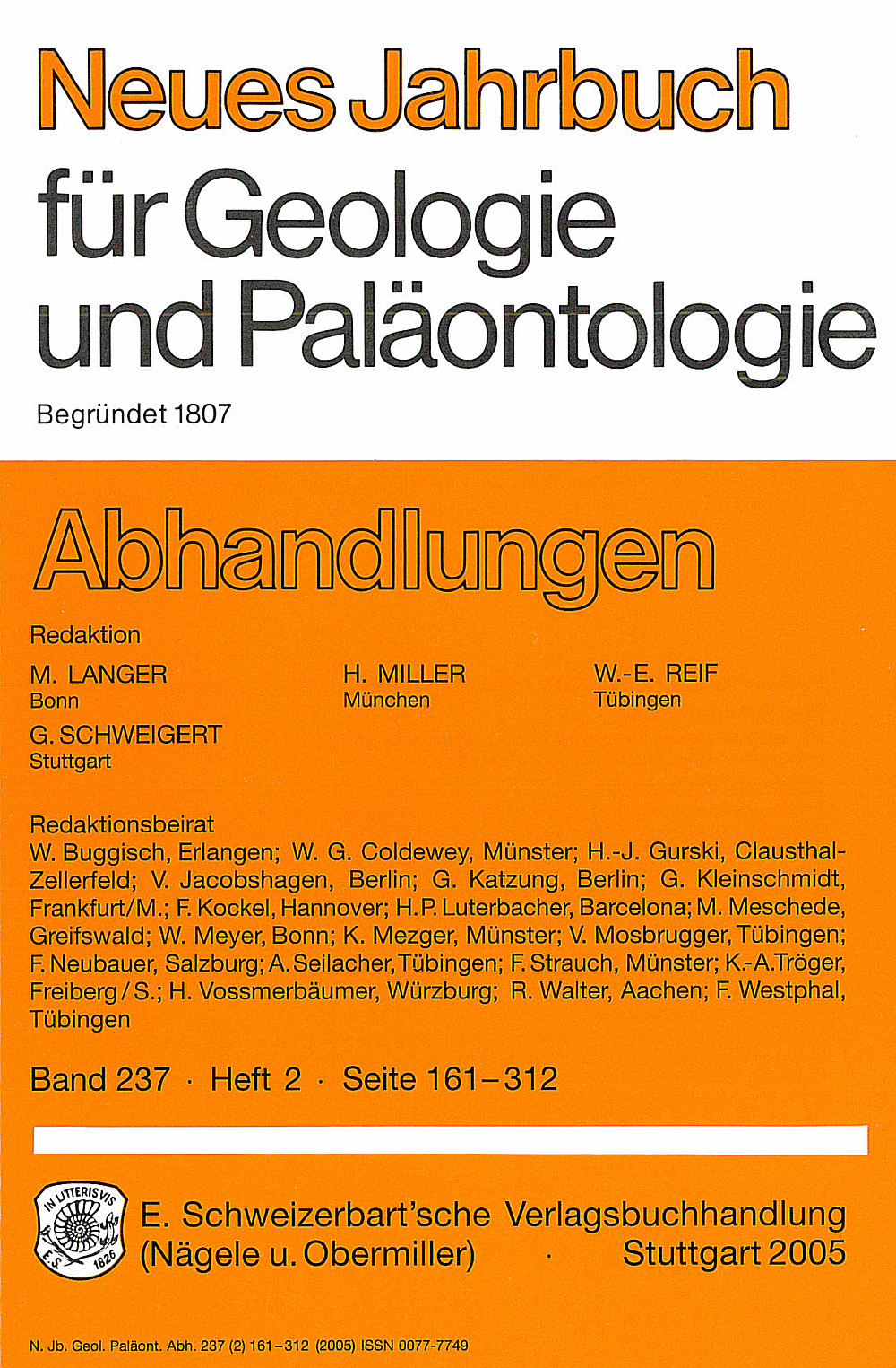 Cover image of: Neues Jahrbuch für Geologie und Paläontologie - Abhandlungen Band 237 Heft 2
