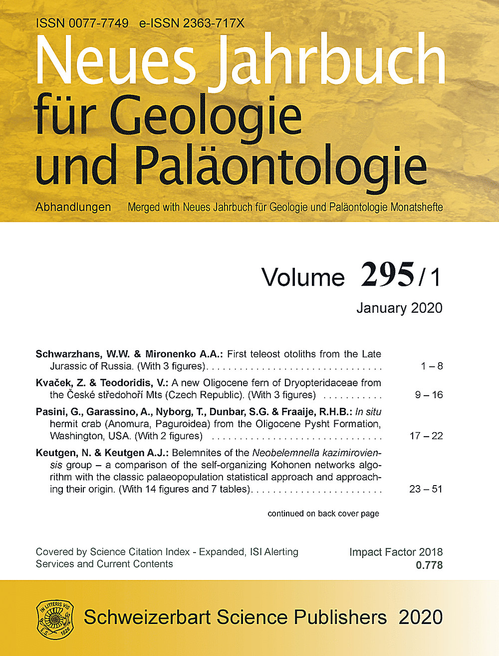 Cover image of: Neues Jahrbuch für Geologie und Paläontologie - Abhandlungen Band 295 Heft 1