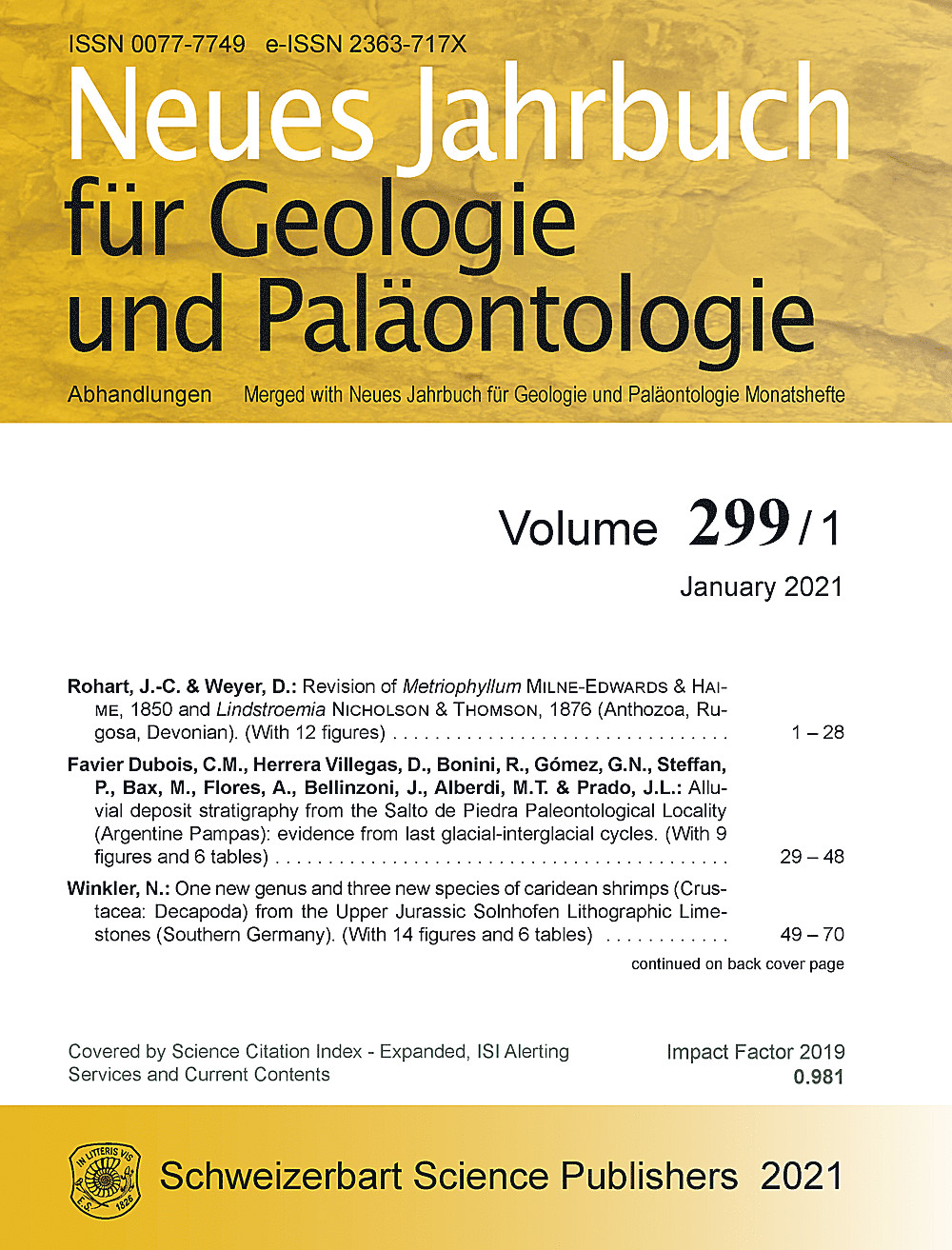 Cover image of: Neues Jahrbuch für Geologie und Paläontologie - Abhandlungen Band 299 Heft 1