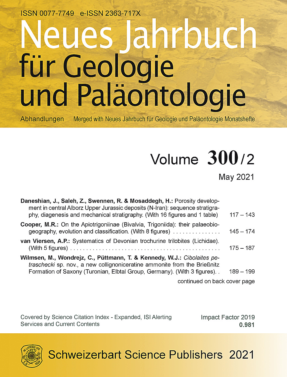 Cover image of: Neues Jahrbuch für Geologie und Paläontologie - Abhandlungen Band 300 Heft 2