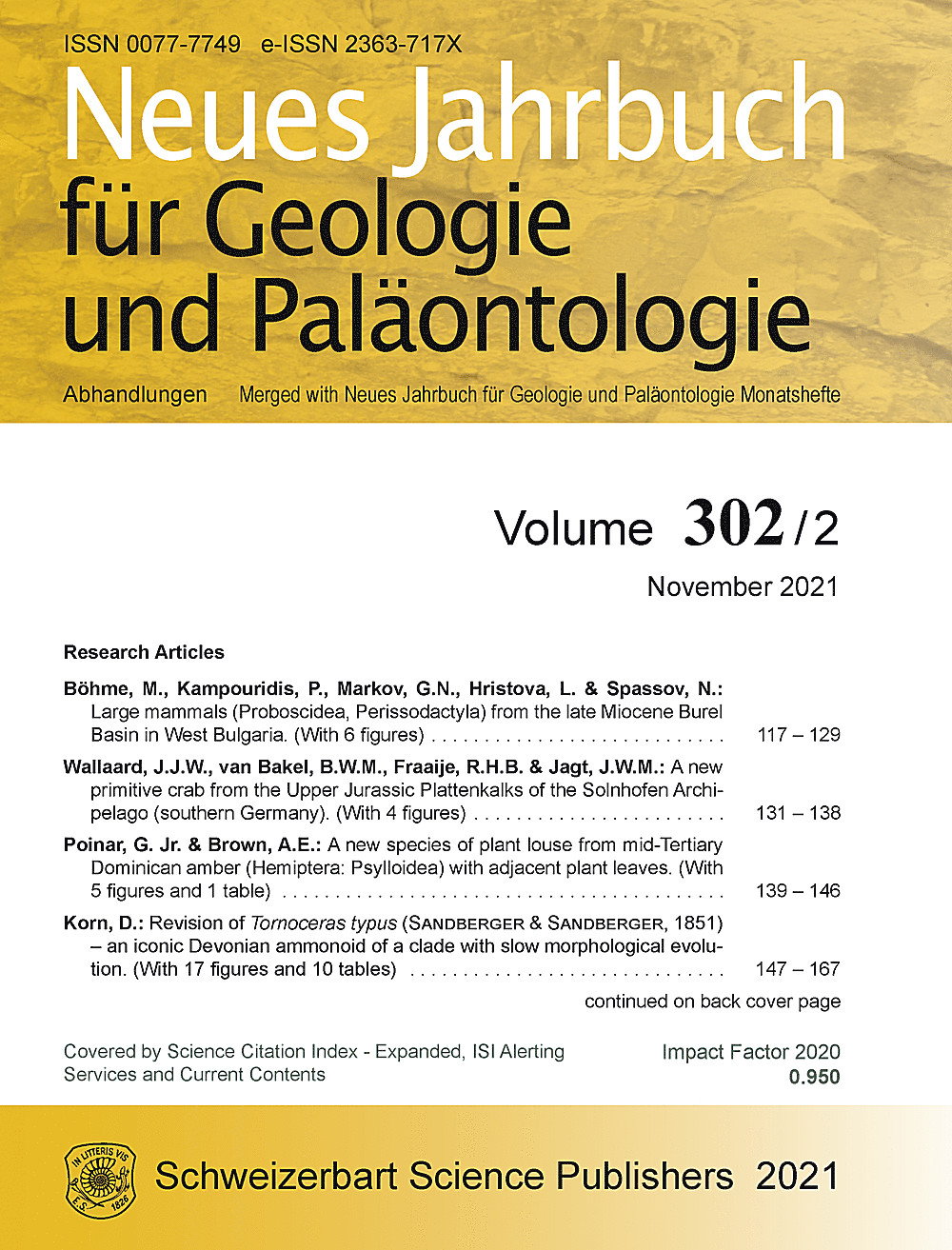 Image de couverture de: Neues Jahrbuch für Geologie und Paläontologie - Abhandlungen Band 302 Heft 2