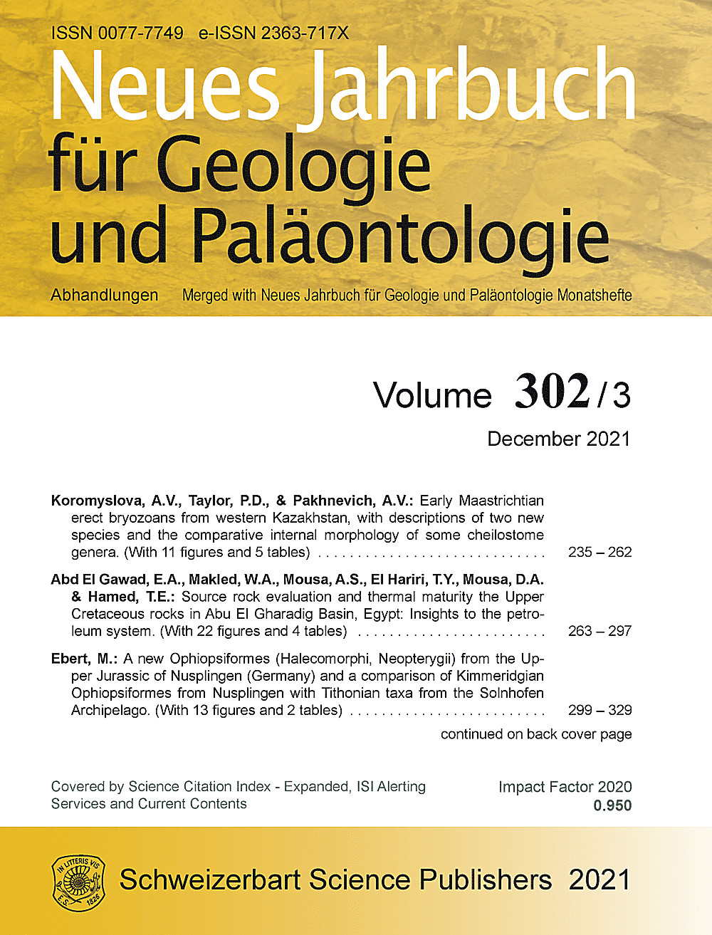 Image de couverture de: Neues Jahrbuch für Geologie und Paläontologie - Abhandlungen Band 302 Heft 3
