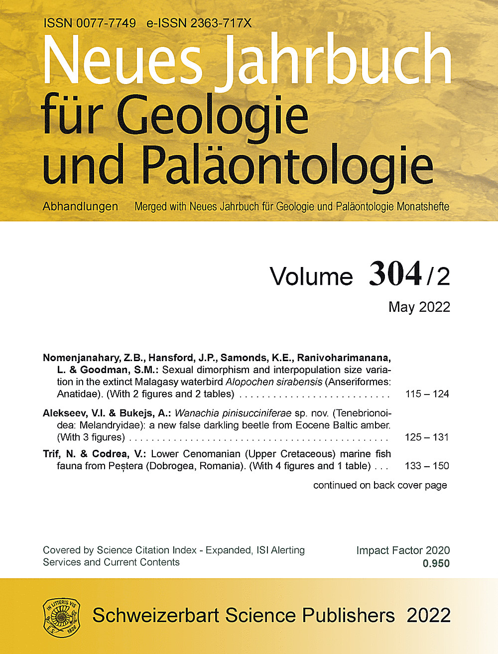 Cover image of: Neues Jahrbuch für Geologie und Paläontologie - Abhandlungen Band 304 Heft 2