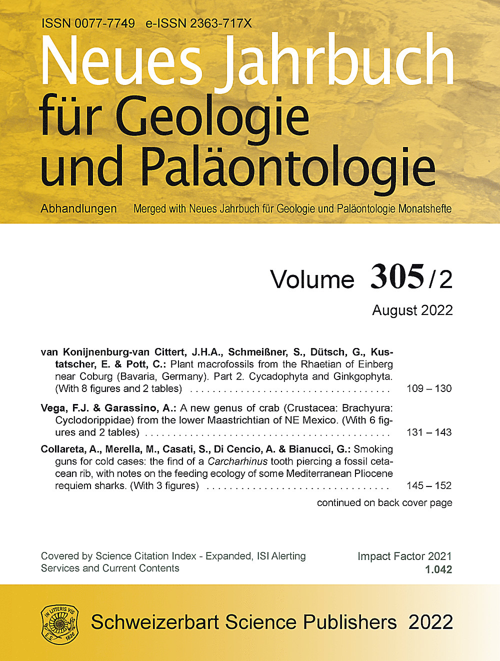 Umschlagbild des Buches: Neues Jahrbuch für Geologie und Paläontologie - Abhandlungen Band 305 Heft 2