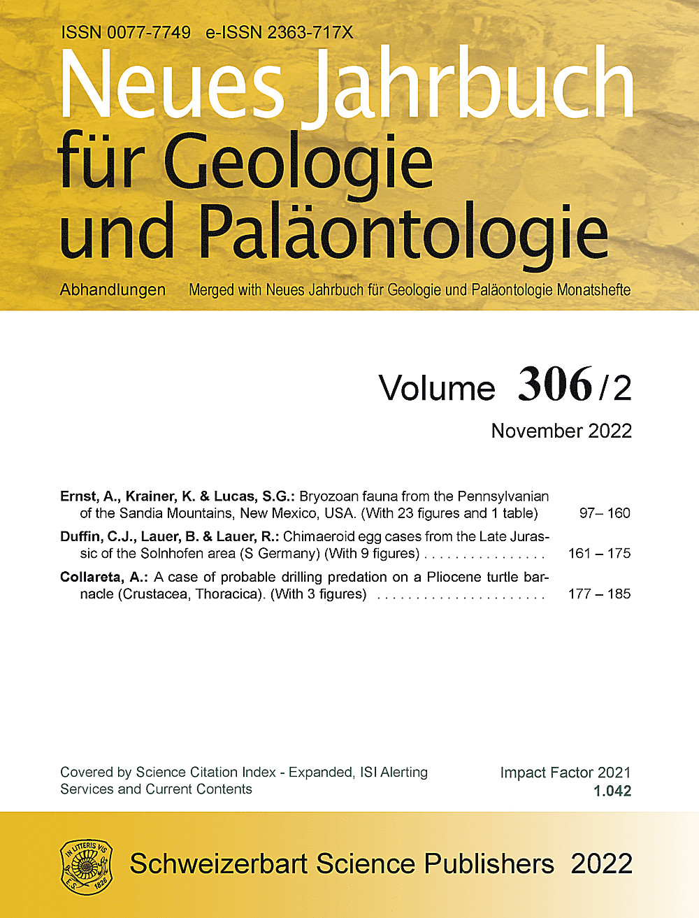 Cover image of: Neues Jahrbuch für Geologie und Paläontologie - Abhandlungen Band 306 Heft 2