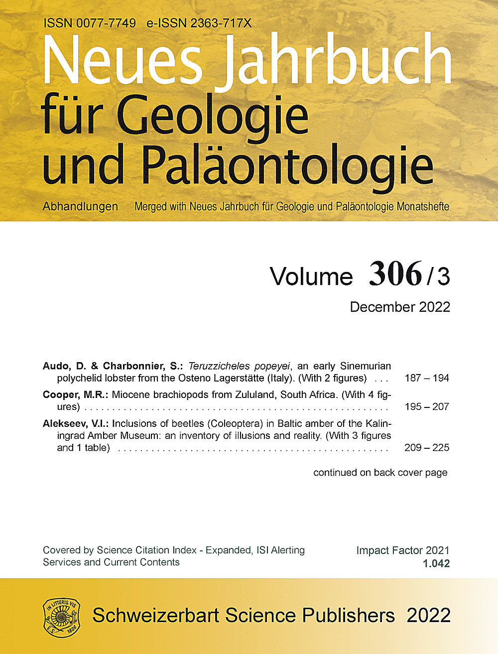 Cover image of: Neues Jahrbuch für Geologie und Paläontologie - Abhandlungen Band 306 Heft 3