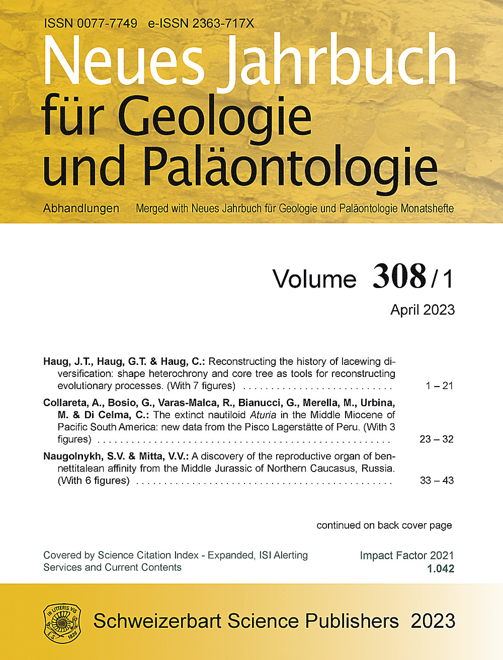 Cover image of: Neues Jahrbuch für Geologie und Paläontologie - Abhandlungen Band 308 Heft 1