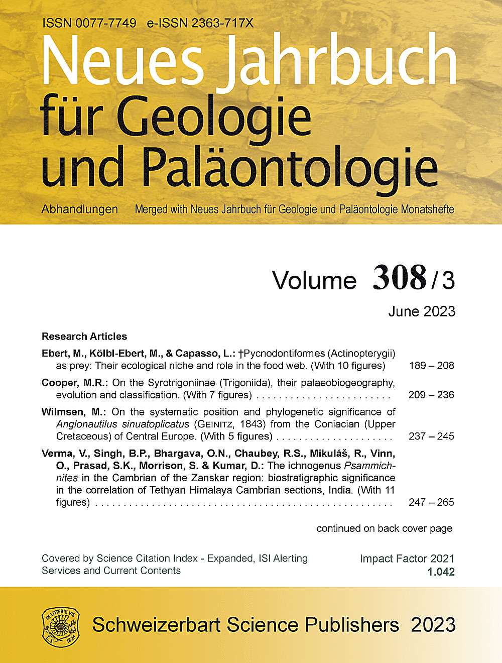 Cover image of: Neues Jahrbuch für Geologie und Paläontologie - Abhandlungen Band 308 Heft 3