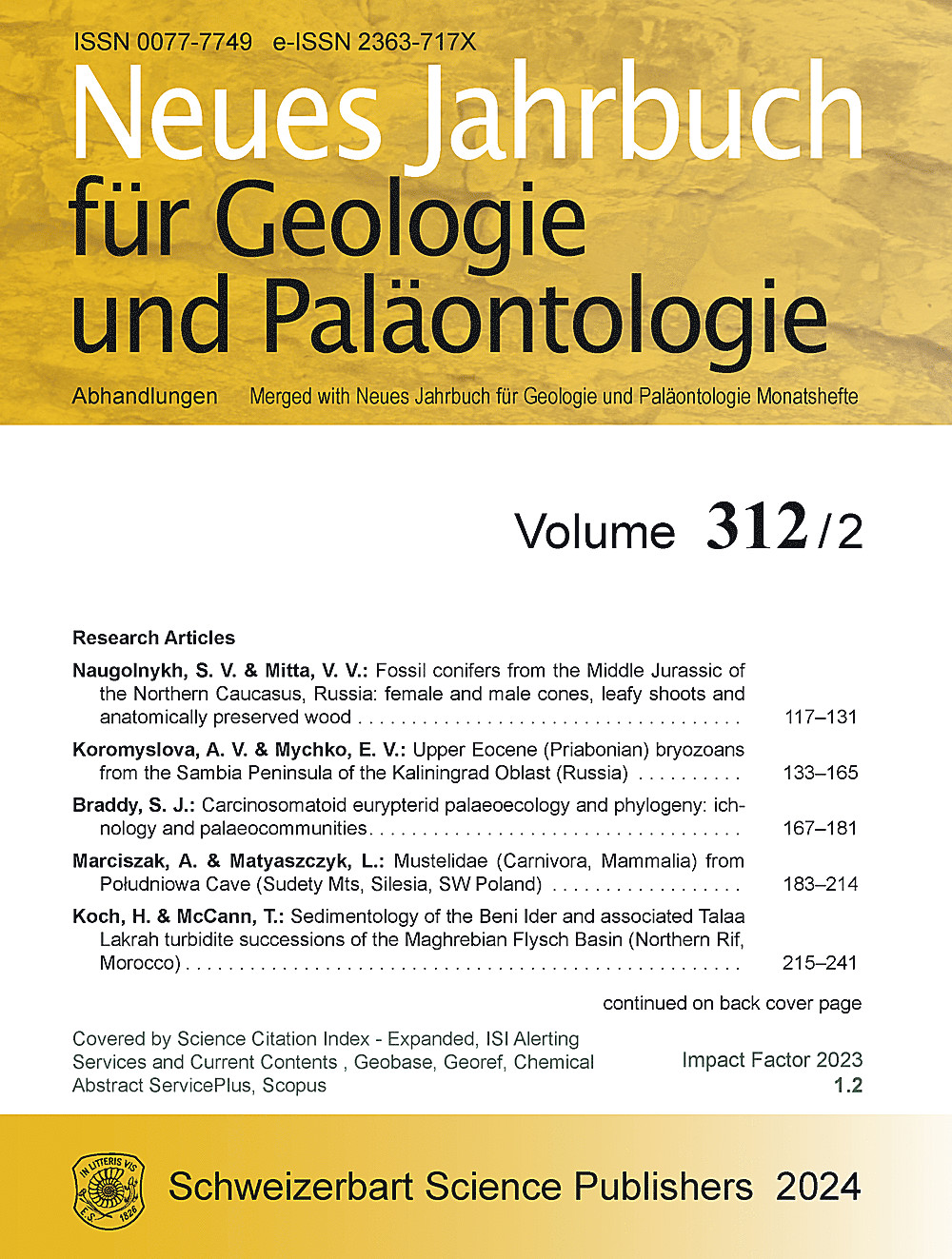 Cover image of: Neues Jahrbuch für Geologie und Paläontologie - Abhandlungen Band 312 Heft 2