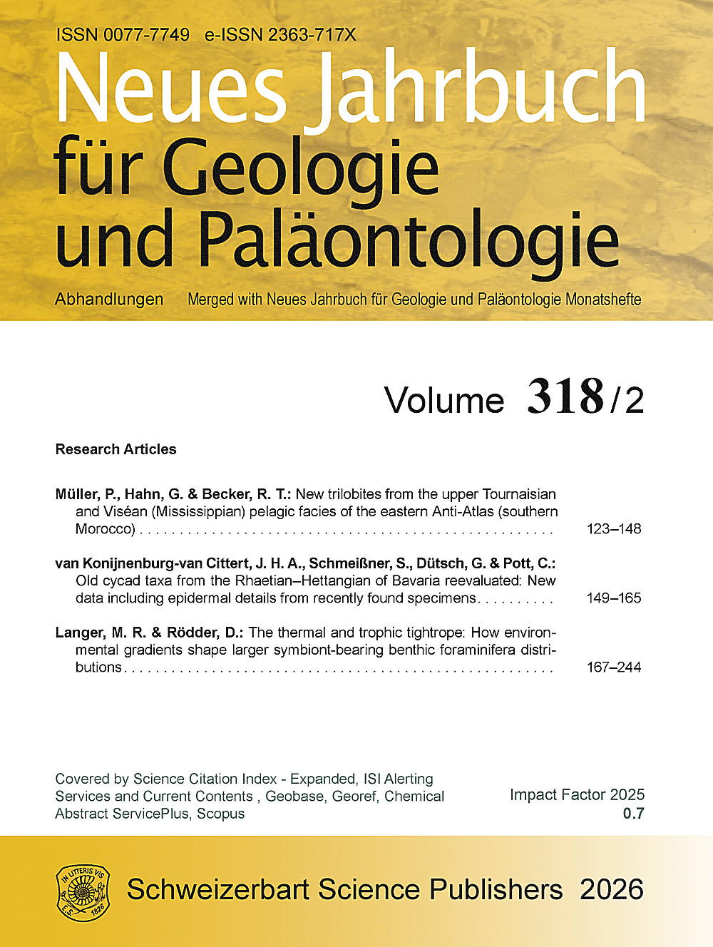 Cover image of: Neues Jahrbuch für Geologie und Paläontologie - Abhandlungen Band 318 Heft 2