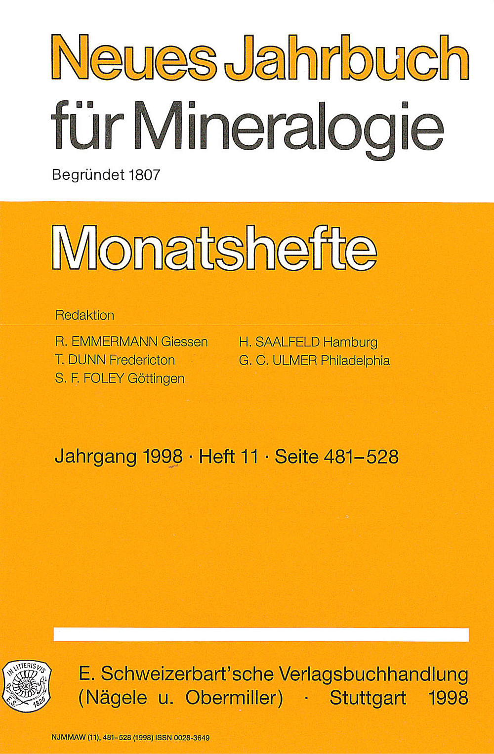 Cover image of:  - Neues Jahrbuch für Mineralogie - Monatshefte Jg. 1998 Heft 11 Monatshefte (1 Vol. = 12 Nos./year)