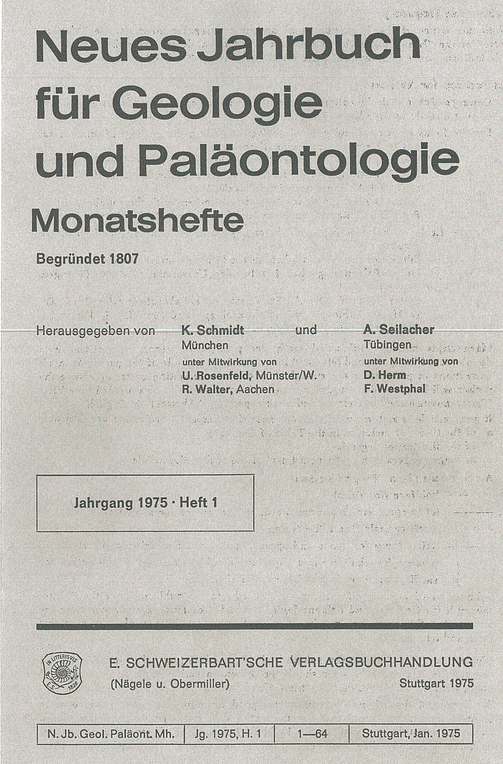 Cover image of: - Neues Jahrbuch für Geologie und Paläontologie - Monatshefte Jg. 1975 Heft 1