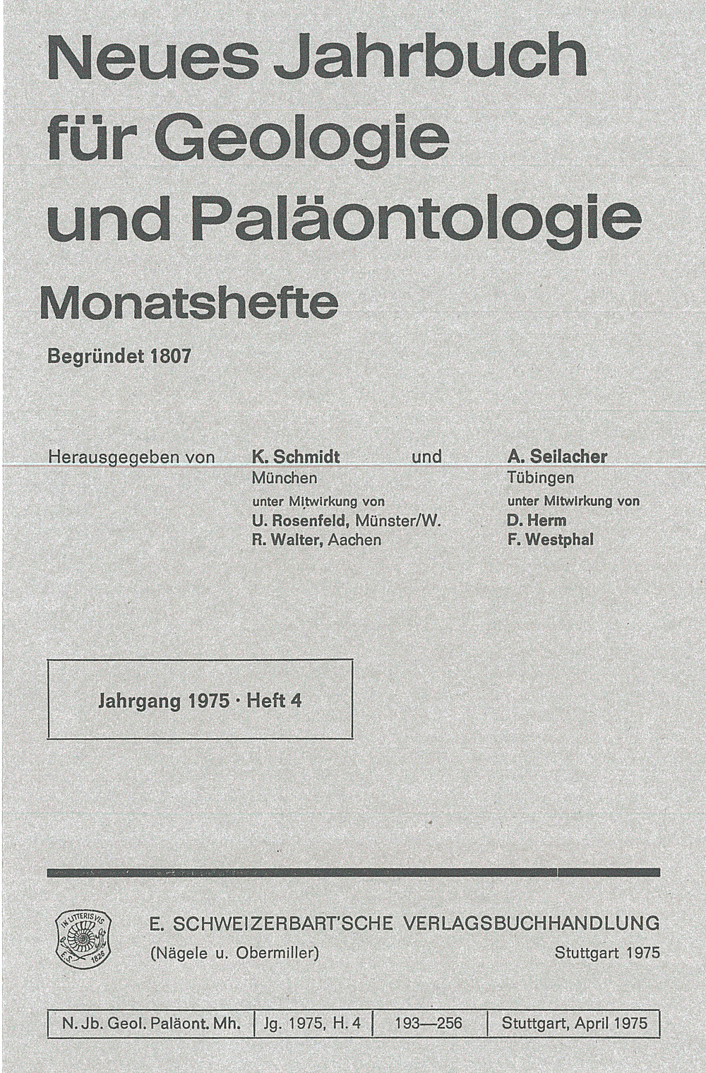 Cover image of: - Neues Jahrbuch für Geologie und Paläontologie - Monatshefte Jg. 1975 Heft 4