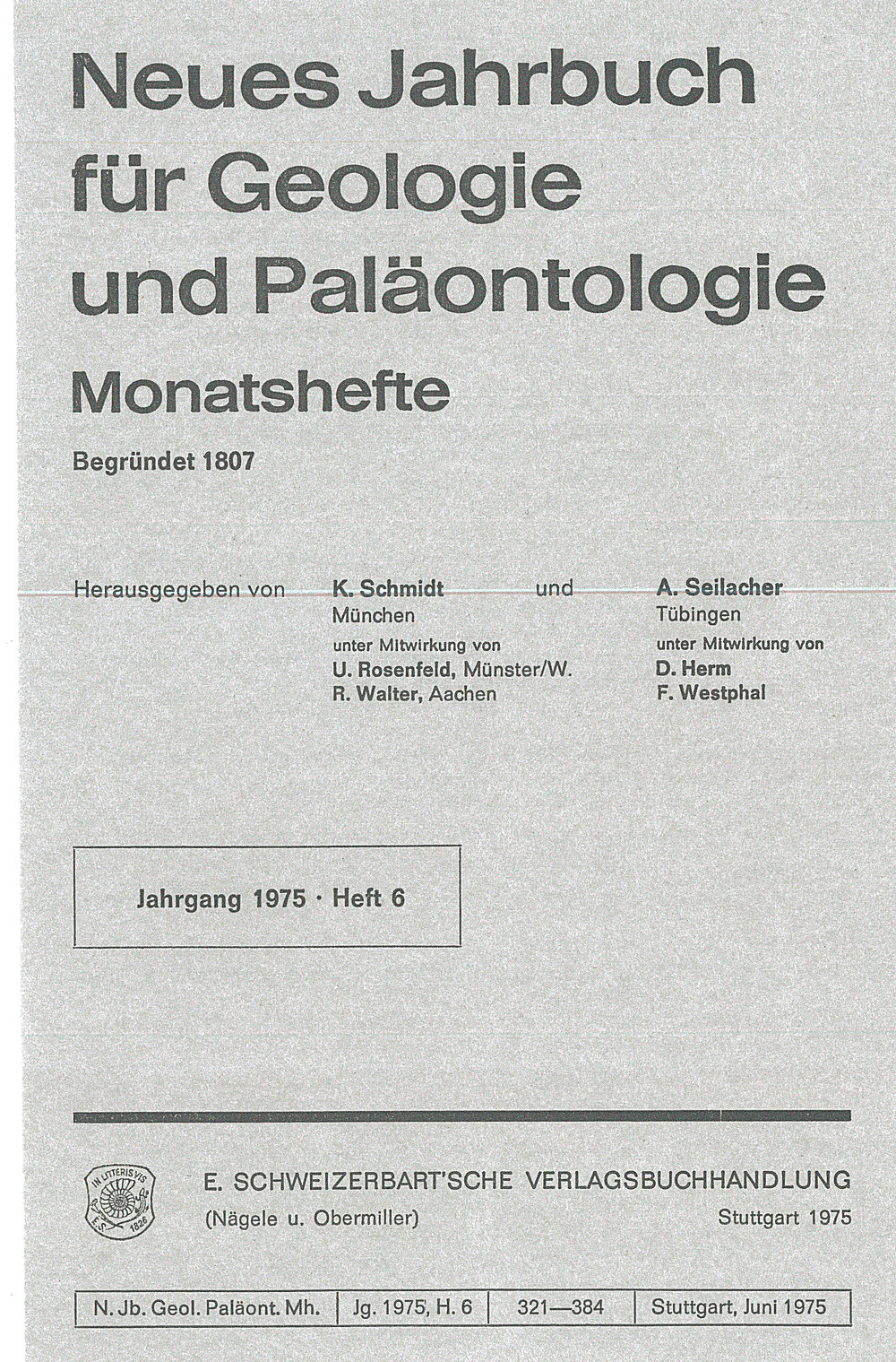 Cover image of:  - Neues Jahrbuch für Geologie und Paläontologie - Monatshefte Jg. 1975 Heft 6 