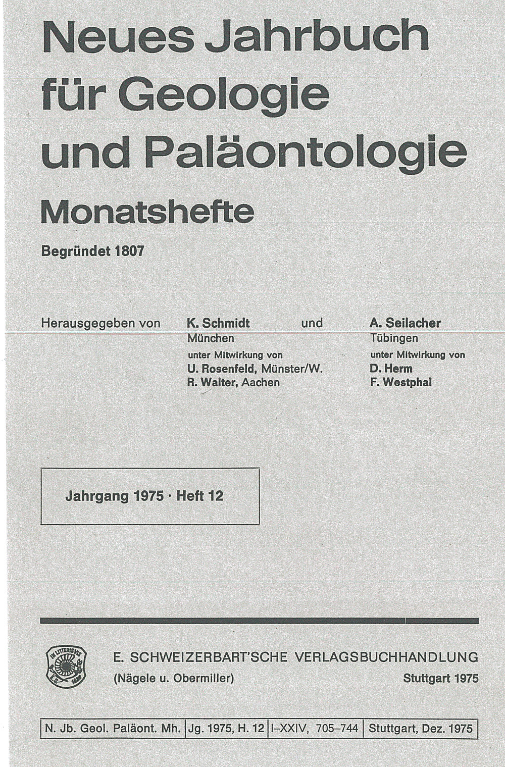 Cover image of:  - Neues Jahrbuch für Geologie und Paläontologie - Monatshefte Jg. 1975 Heft 12 