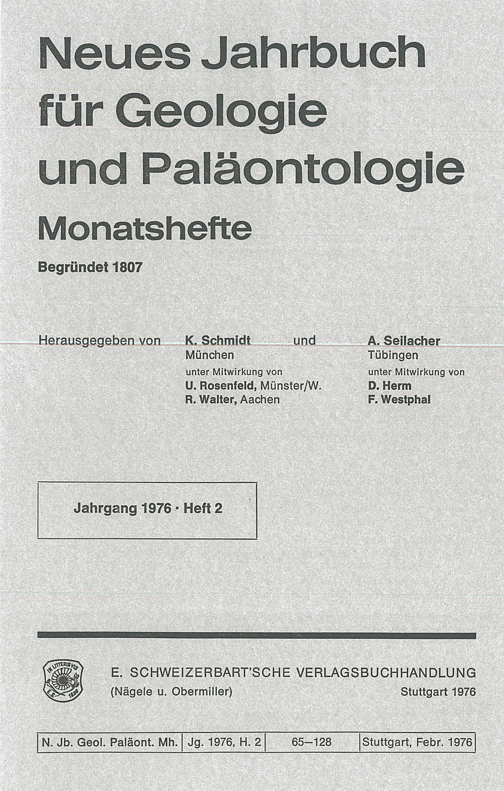 Cover image of: - Neues Jahrbuch für Geologie und Paläontologie - Monatshefte Jg. 1976 Heft 2