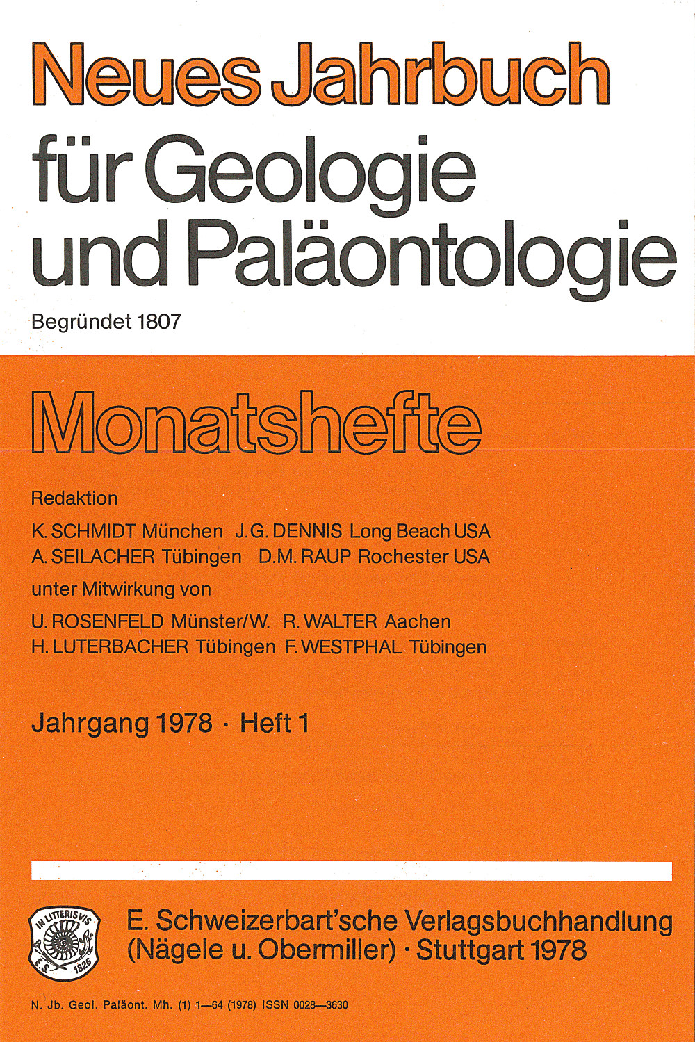 Cover image of:  - Neues Jahrbuch für Geologie und Paläontologie - Monatshefte Jg. 1978 Heft 1 