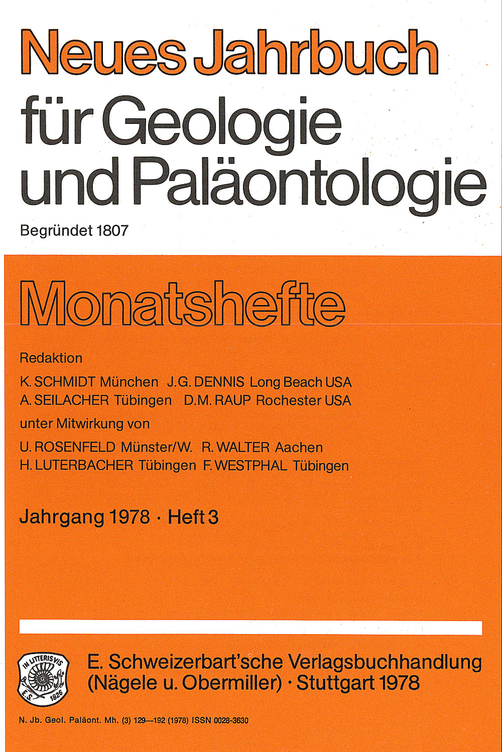 Cover image of:  - Neues Jahrbuch für Geologie und Paläontologie - Monatshefte Jg. 1978 Heft 3 