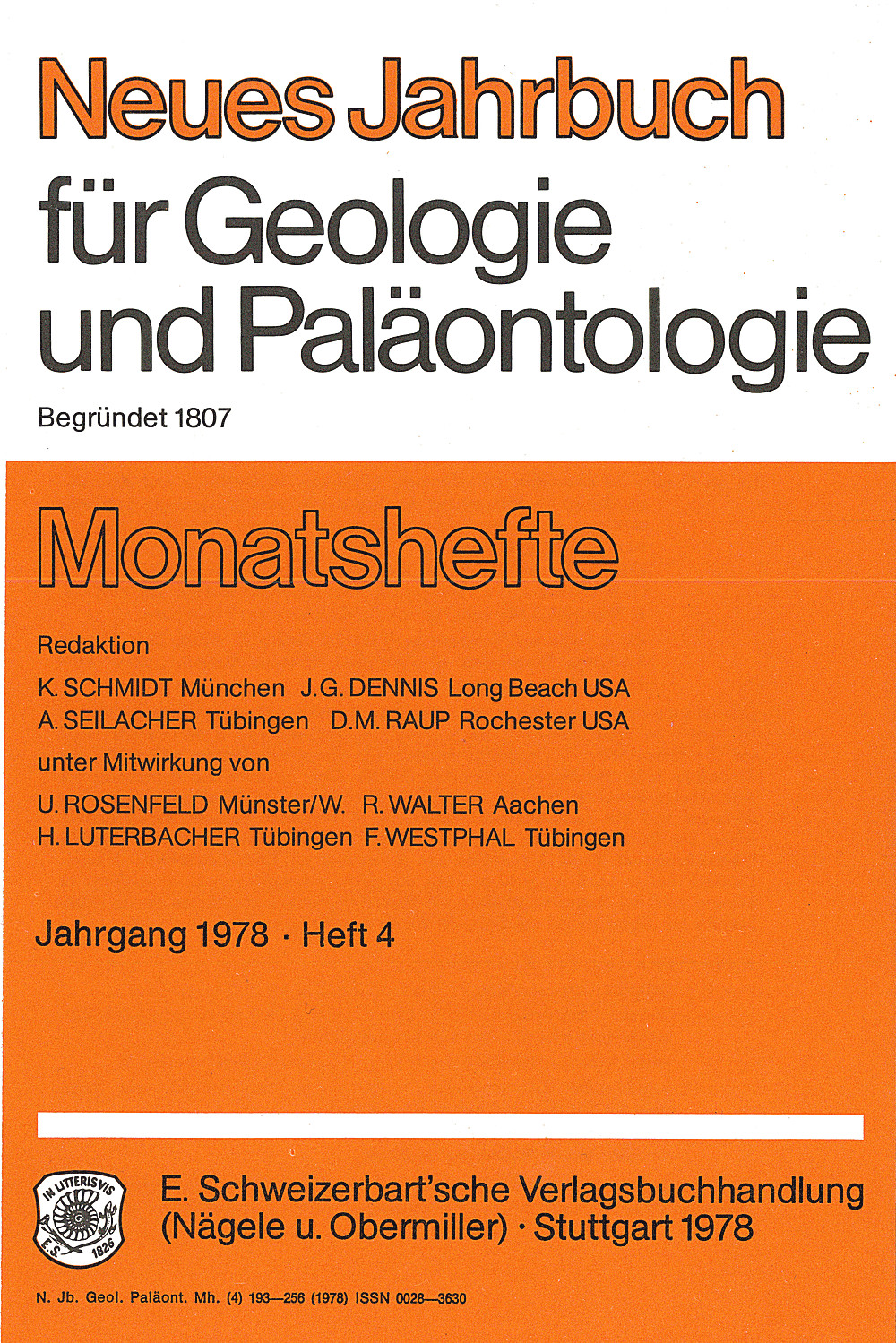 Cover image of: - Neues Jahrbuch für Geologie und Paläontologie - Monatshefte Jg. 1978 Heft 4