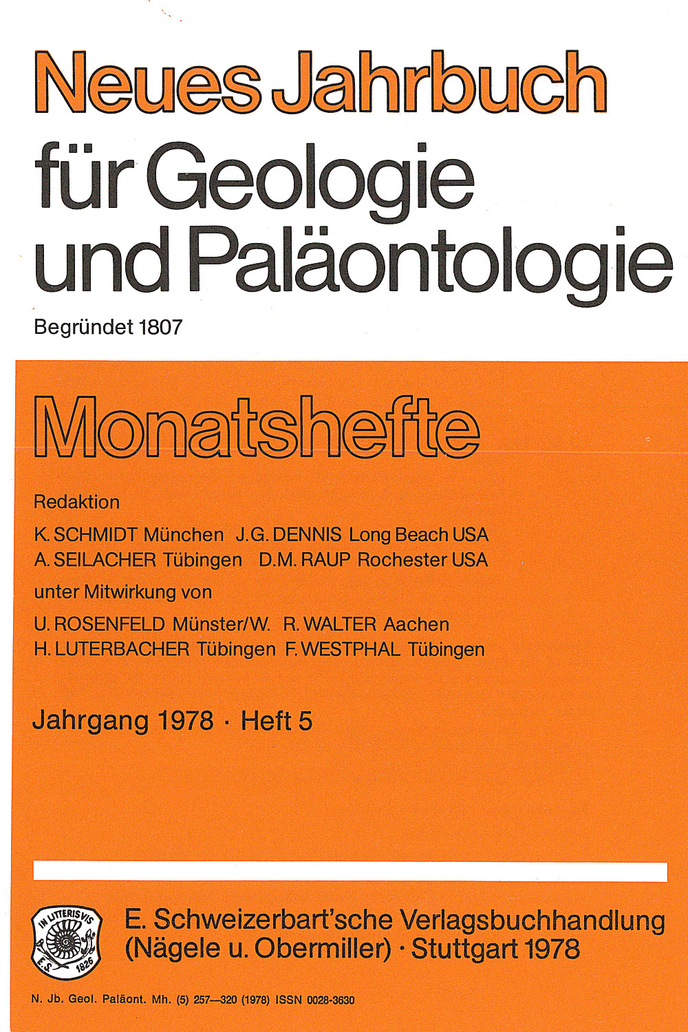Cover image of: - Neues Jahrbuch für Geologie und Paläontologie - Monatshefte Jg. 1978 Heft 5