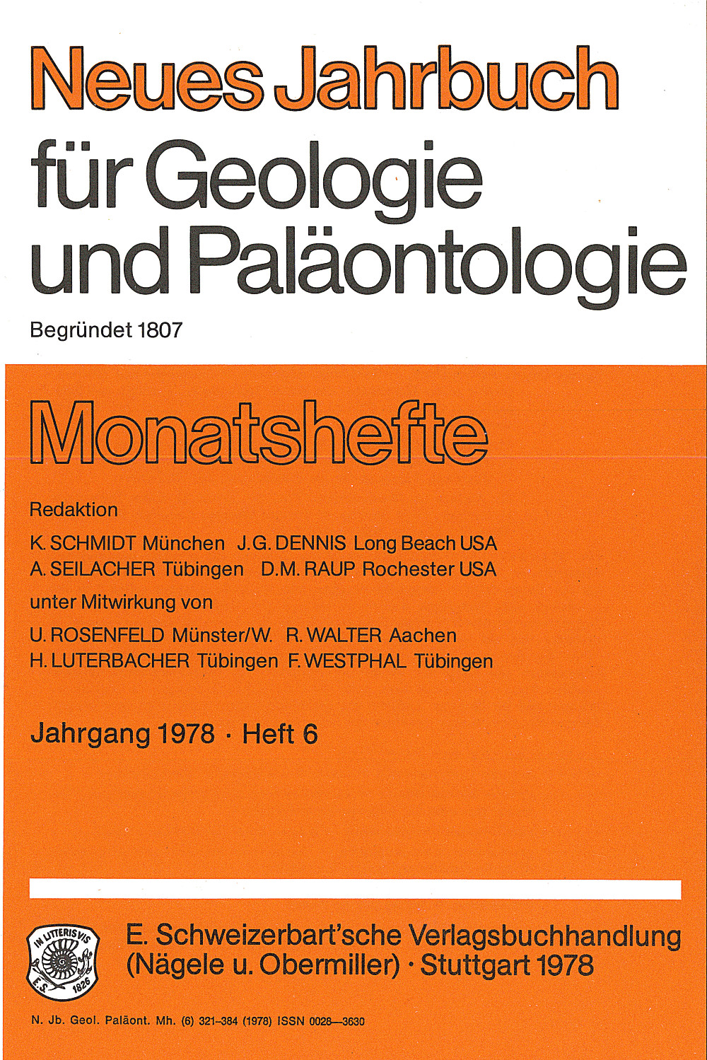 Image de couverture de:  - Neues Jahrbuch für Geologie und Paläontologie - Monatshefte Jg. 1978 Heft 6 