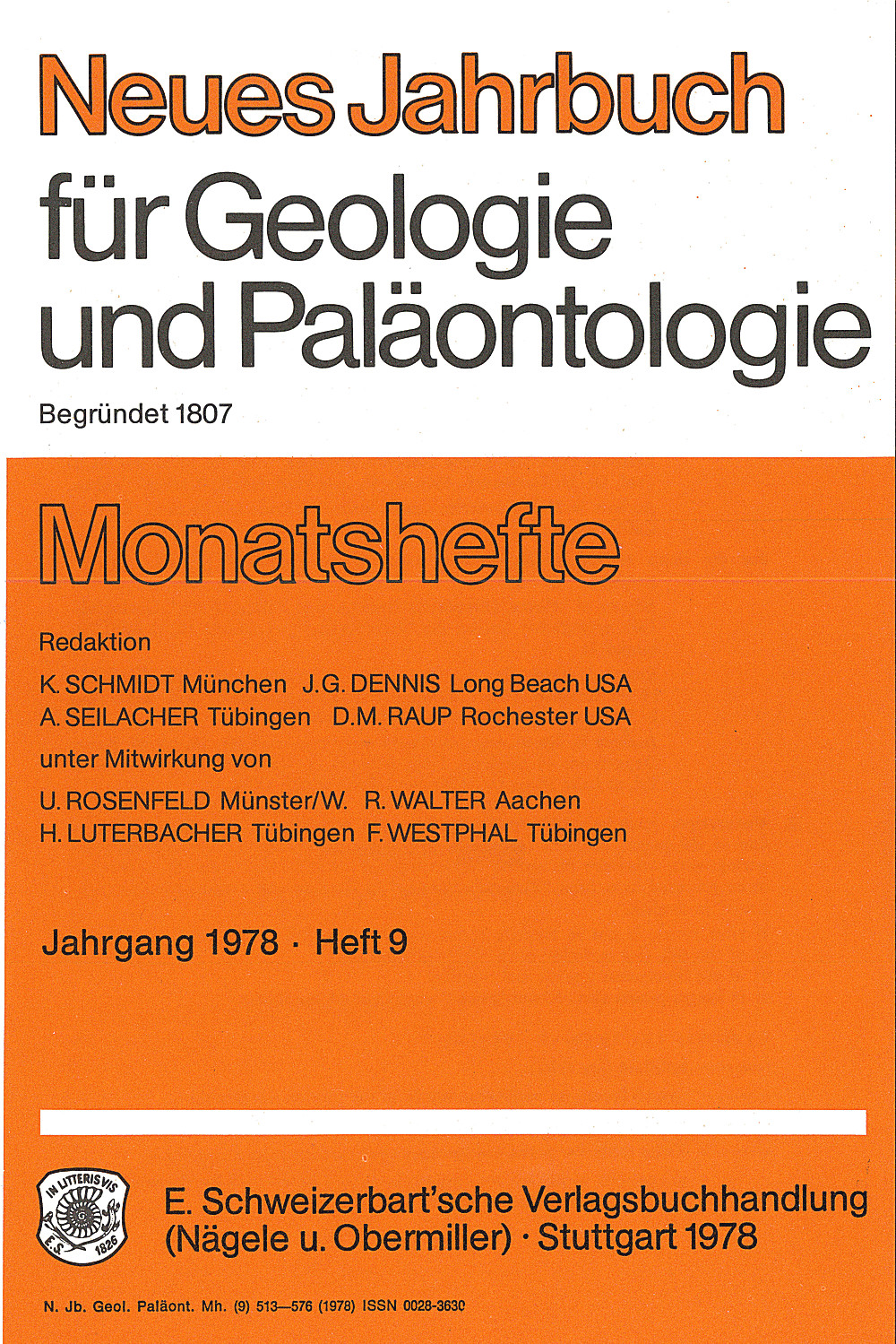 Umschlagbild des Buches:  - Neues Jahrbuch für Geologie und Paläontologie - Monatshefte Jg. 1978 Heft 9 