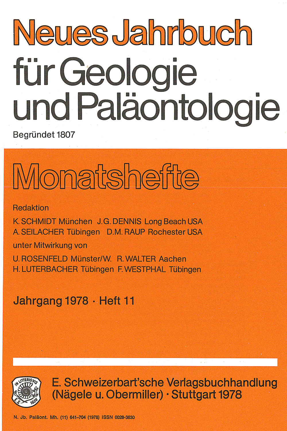 Cover image of:  - Neues Jahrbuch für Geologie und Paläontologie - Monatshefte Jg. 1978 Heft 11 