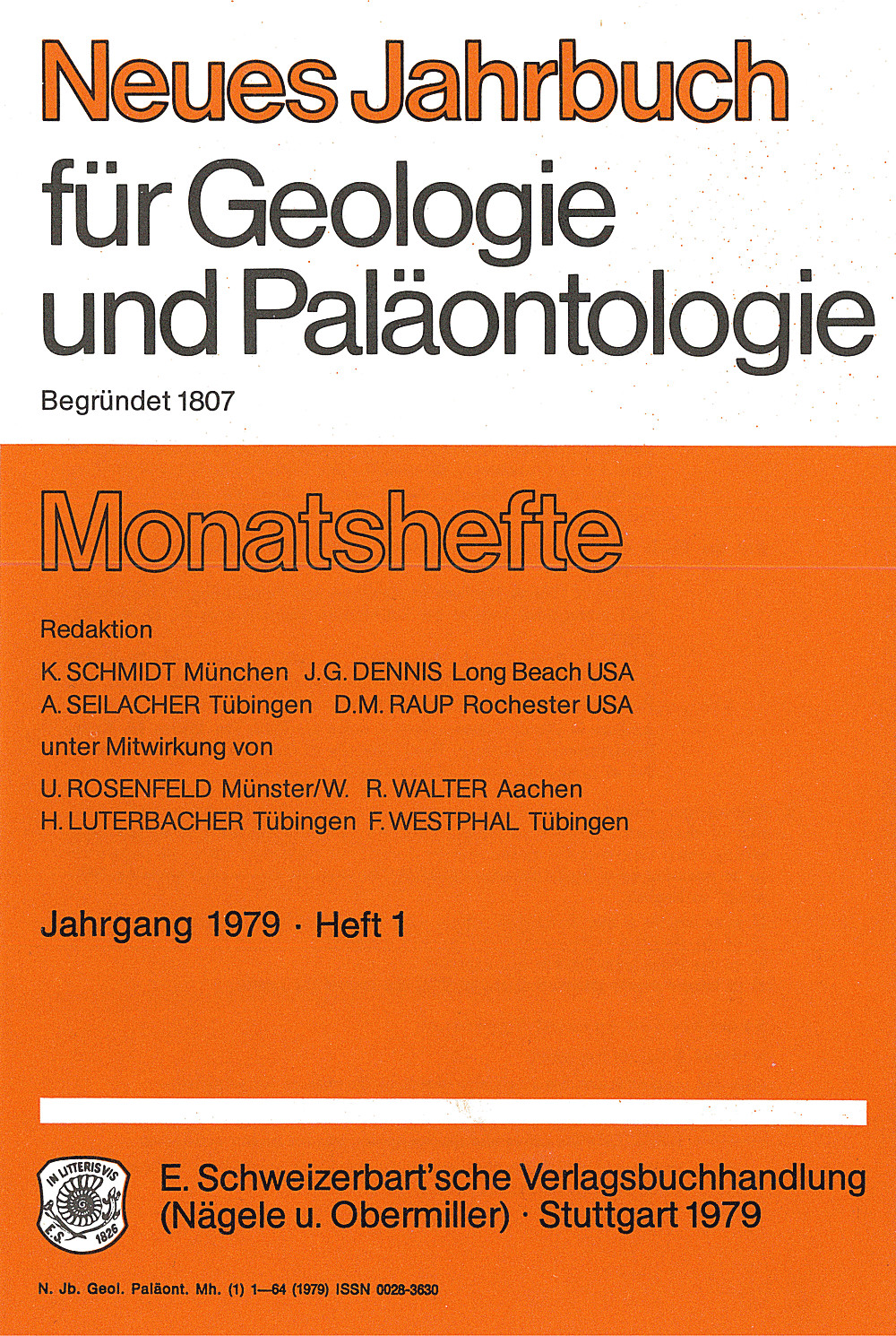 Cover image of: - Neues Jahrbuch für Geologie und Paläontologie - Monatshefte Jg. 1979 Heft 1
