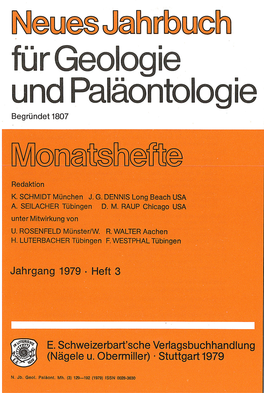 Image de couverture de: - Neues Jahrbuch für Geologie und Paläontologie - Monatshefte Jg. 1979 Heft 3