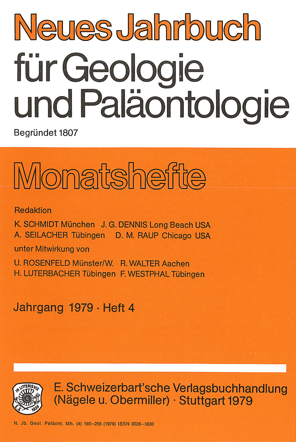 Cover image of: - Neues Jahrbuch für Geologie und Paläontologie - Monatshefte Jg. 1979 Heft 4