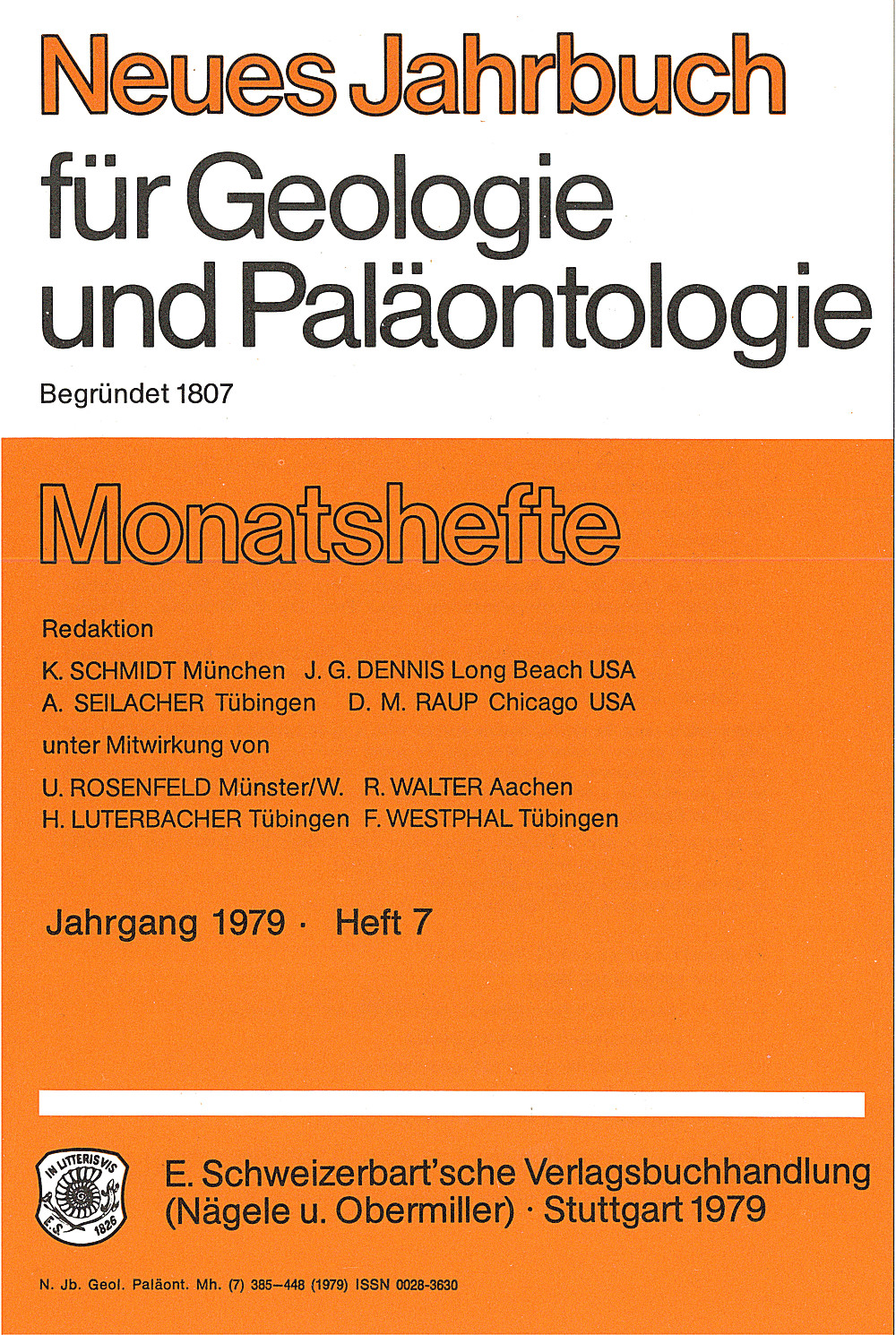 Cover image of: - Neues Jahrbuch für Geologie und Paläontologie - Monatshefte Jg. 1979 Heft 7