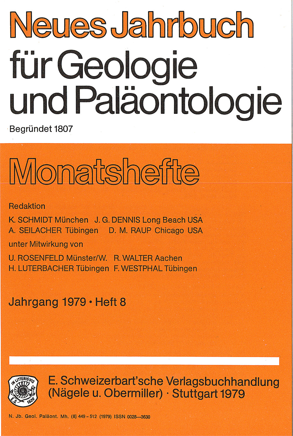 Cover image of: - Neues Jahrbuch für Geologie und Paläontologie - Monatshefte Jg. 1979 Heft 8