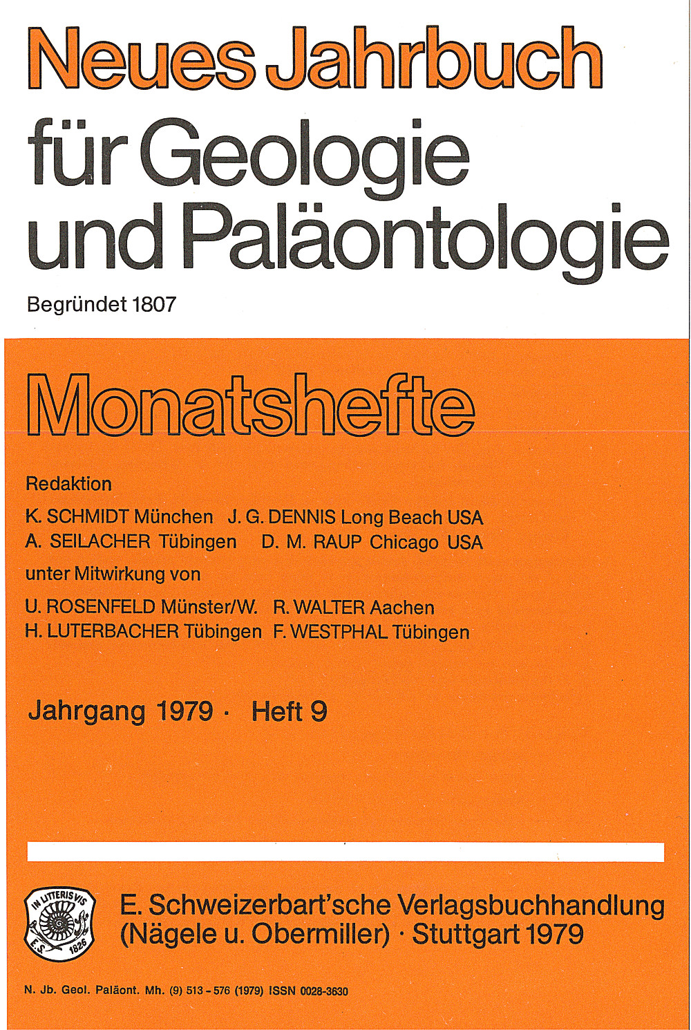 Cover image of: - Neues Jahrbuch für Geologie und Paläontologie - Monatshefte Jg. 1979 Heft 9