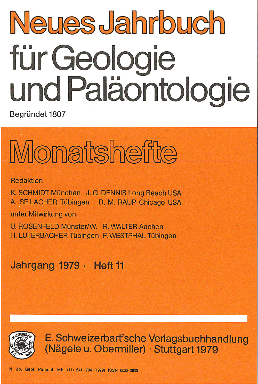 Cover image of:  - Neues Jahrbuch für Geologie und Paläontologie - Monatshefte Jg. 1979 Heft 11 