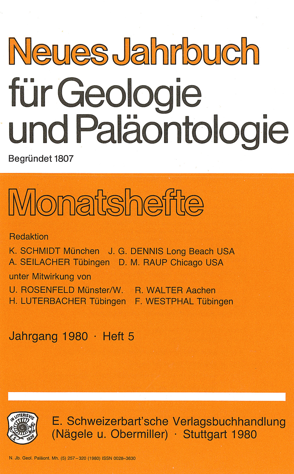Image de couverture de: Neues Jahrbuch für Geologie und Paläontologie - Monatshefte Jg. 1980 Heft 5
