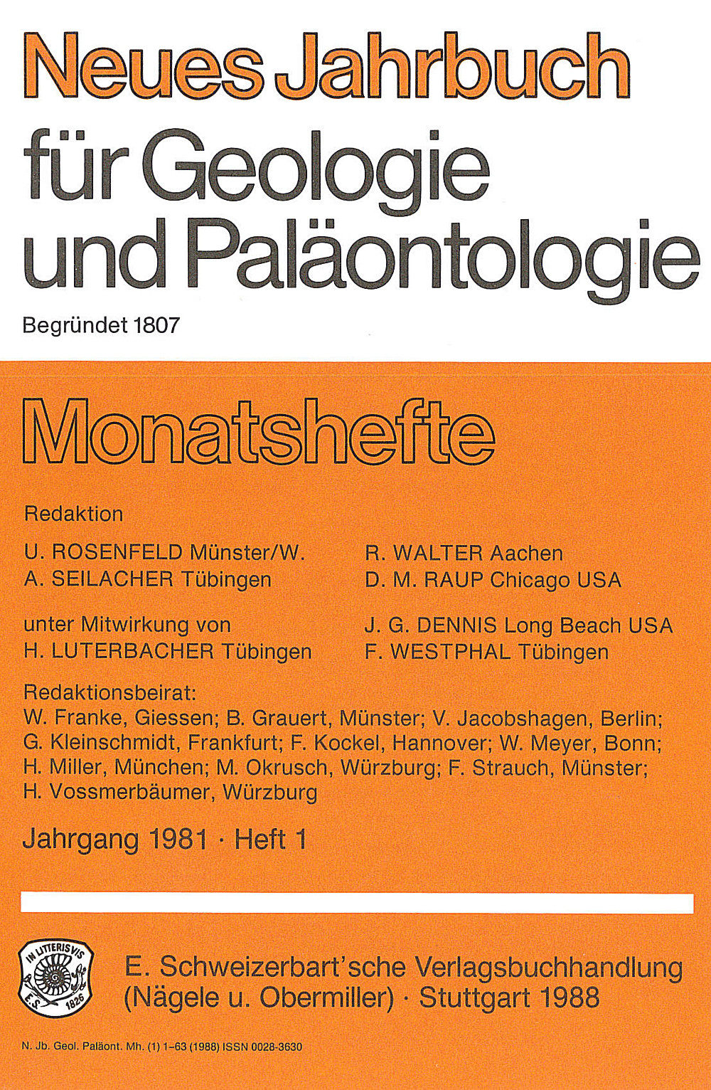 Cover image of: Neues Jahrbuch für Geologie und Paläontologie - Monatshefte Jg. 1981 Heft 1
