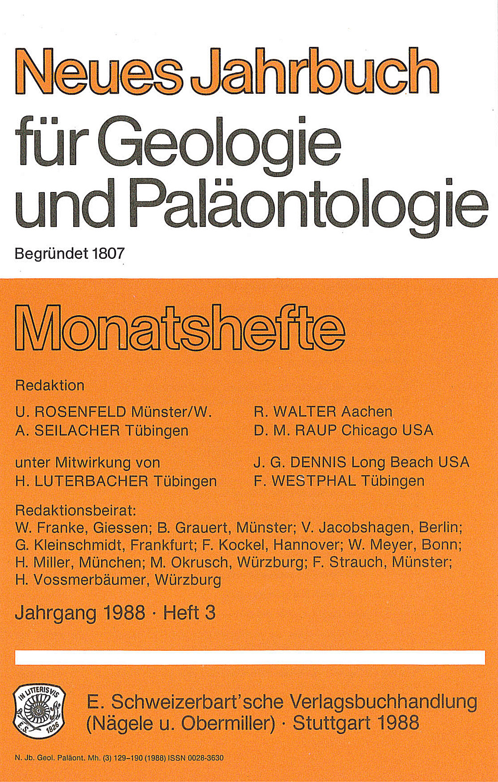 Cover image of: Neues Jahrbuch für Geologie und Paläontologie - Monatshefte Jg. 1982 Heft 3